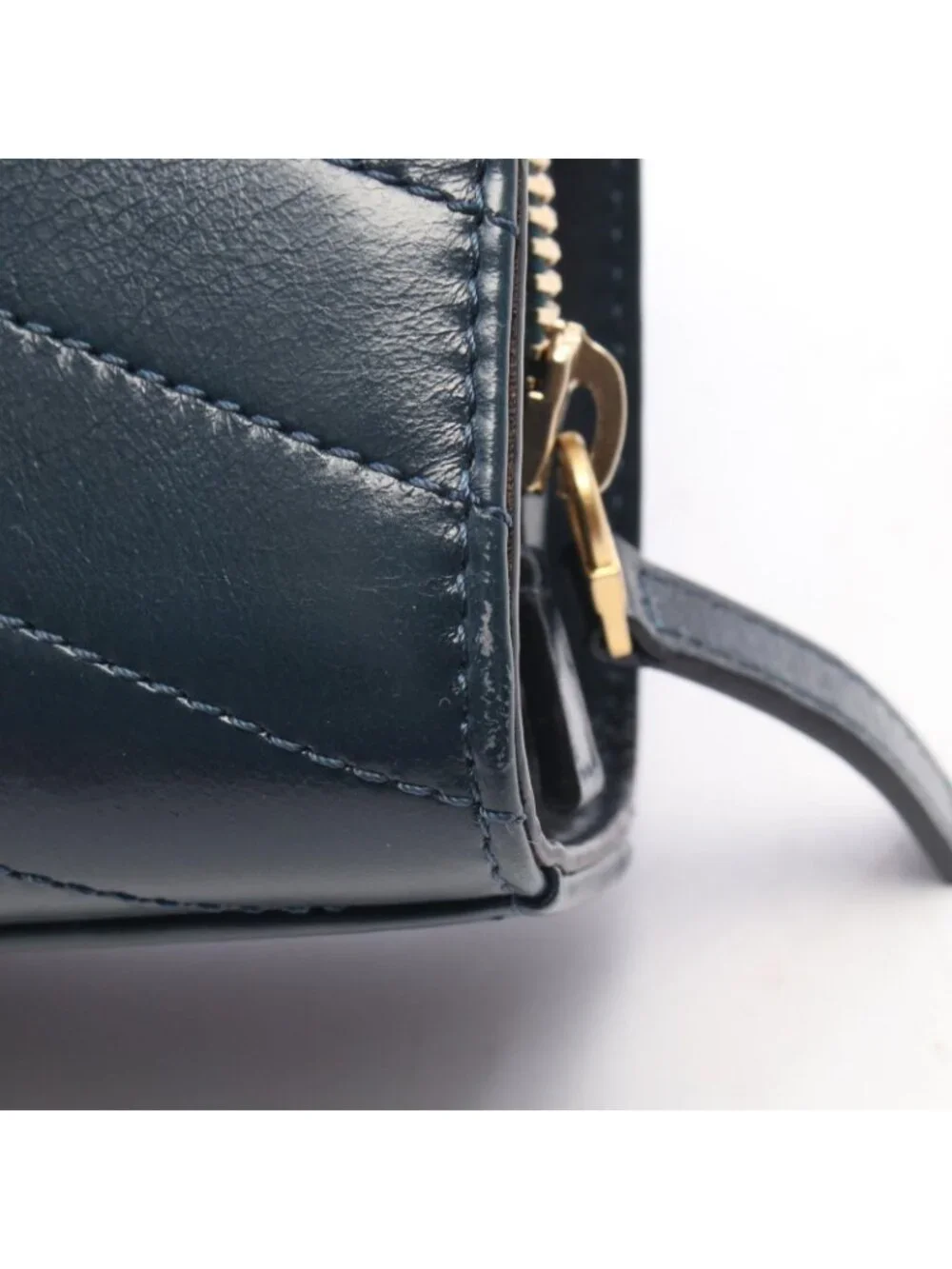 Chanel Shoulder Bag Blanc Stitch Blue Green Leather Chain